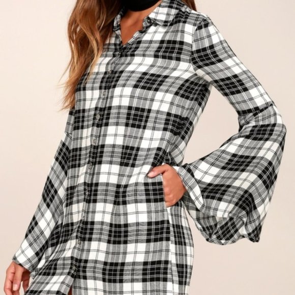 🆕Lulu's Tymber Plaid Shirt Dress…
